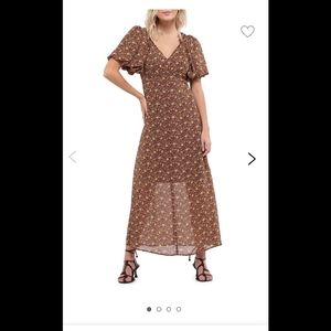 4 for $40 - Moon River Brown Floral Maxi Dress